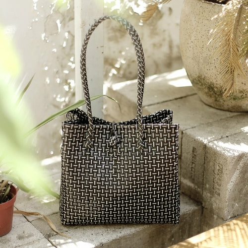 Toko Recycled Woven Tote Bag, in Black