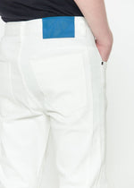 Konus Men's Cropped Twill Pant With Dart Detail in White