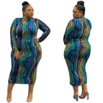 New Printing Tight Fashion Casual Long Dress