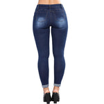 Beautiful High Waisted Skinny Destroyed Ripped Hole Denim Pants