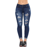 Beautiful High Waisted Skinny Destroyed Ripped Hole Denim Pants