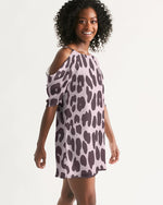 Uniquely You Women's Open Shoulder A-Line Dress / Pink Leopard Print