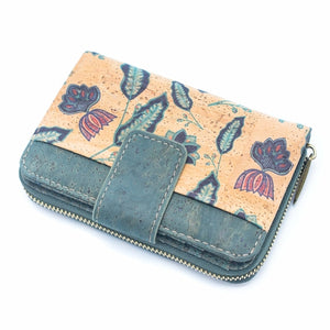 Turquoise Color Ladies Pattern Cork Wallet BAG-2088