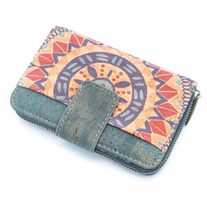 Turquoise Color Ladies Pattern Cork Wallet BAG-2088