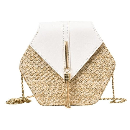 High Fashion Hexagon Stylish Straw Handbag