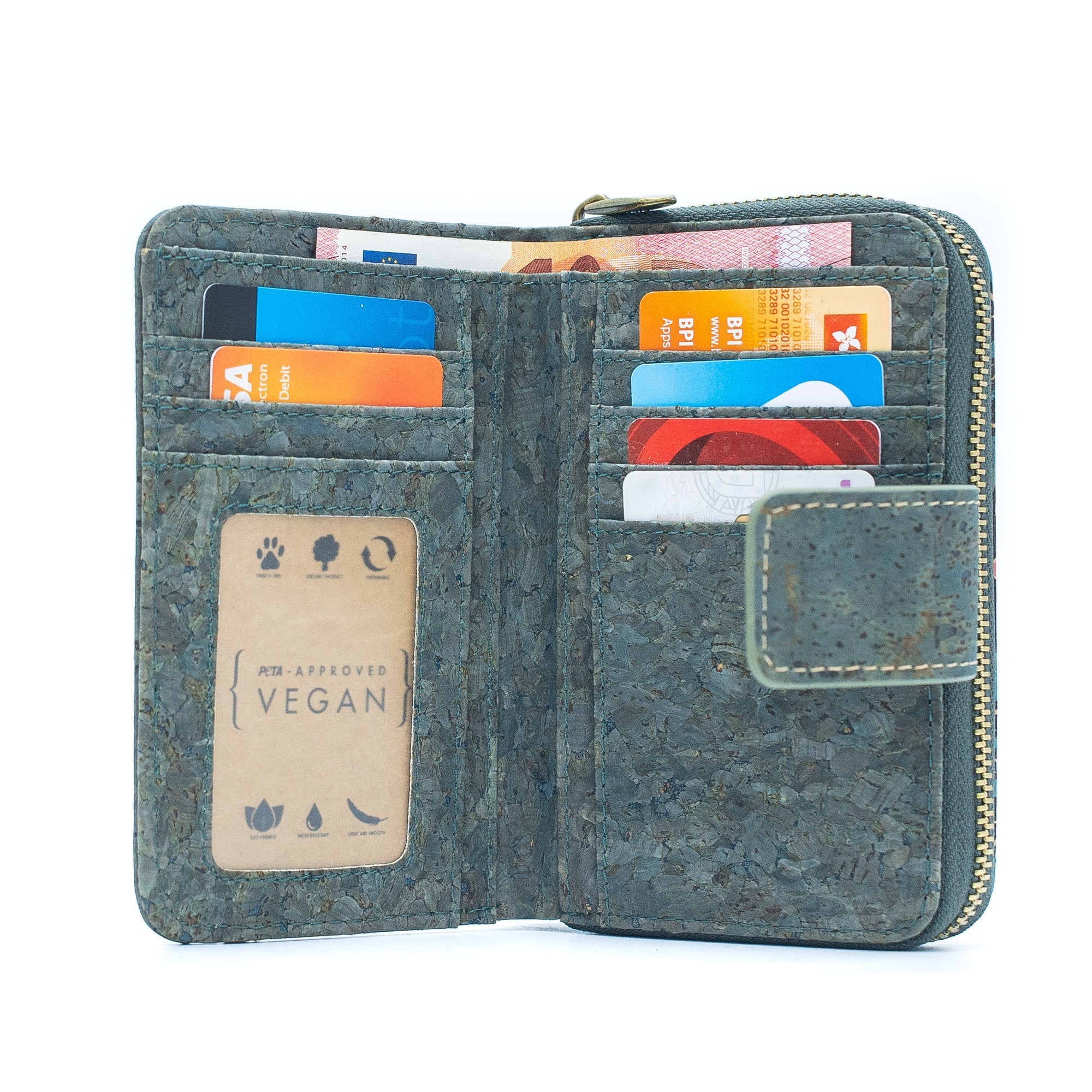 Turquoise Color Ladies Pattern Cork Wallet BAG-2088