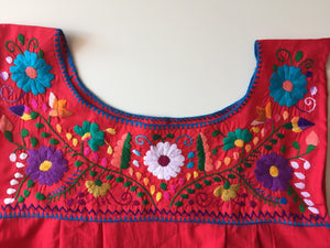 Maxi Isidra, Folk Dress with Embroidered Flowers