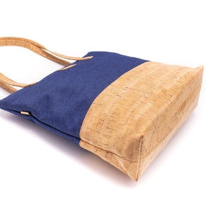 Cork with Denim Blue fabric women's Tote bag BAG-2057-C