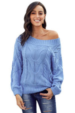 Sky Blue Cable Knit Chunky Oversized Pullover Sweater