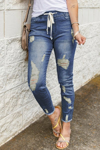 Blue Hole Ripped Jeans