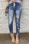 Blue Hole Ripped Jeans