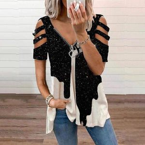 Womens Fashion Short Sleeve V-neck T Shirt 