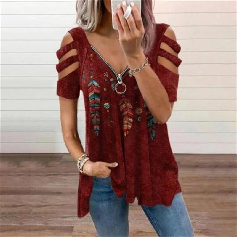 Womens Fashion Short Sleeve V-neck T Shirt 