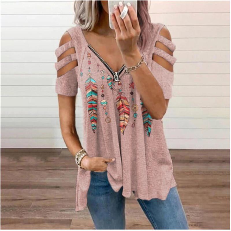 Womens Fashion Short Sleeve V-neck T Shirt 