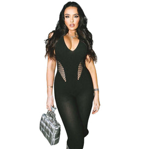 Hollow Perspective High Waist Tight Jumpsuit