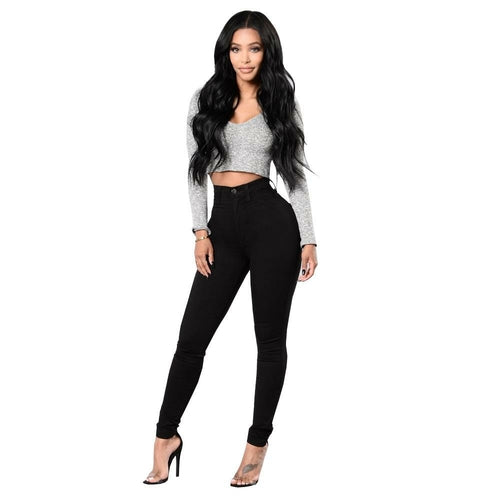 High Waisted-Rise Stretch Skinny Jeans