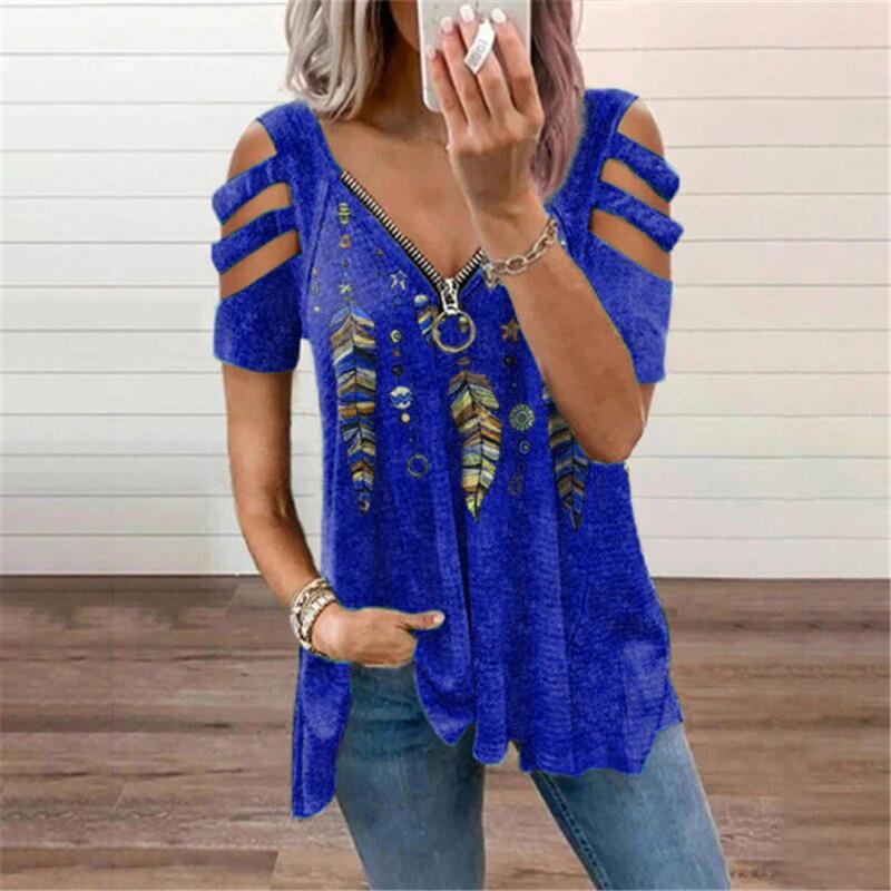 Womens Fashion Short Sleeve V-neck T Shirt 