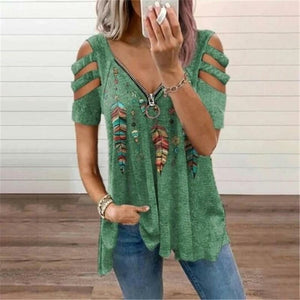 Womens Fashion Short Sleeve V-neck T Shirt 