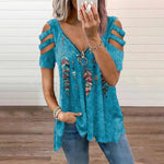 Womens Fashion Short Sleeve V-neck T Shirt 