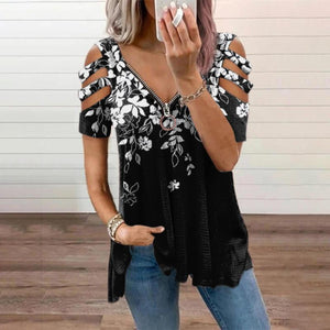 Womens Fashion Short Sleeve V-neck T Shirt 