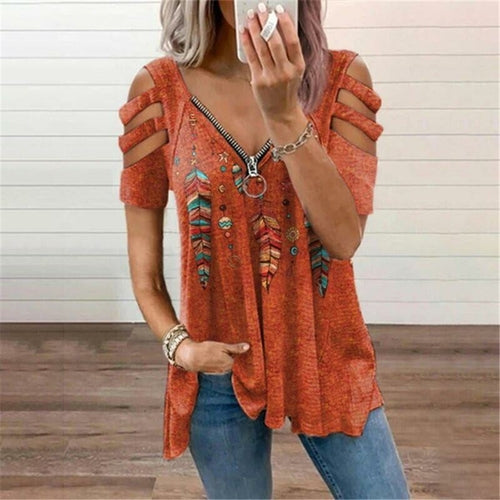 Womens Fashion Short Sleeve V-neck T Shirt 