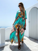 Boho Beach Dress V-Neck High Slit Long Dress