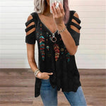 Womens Fashion Short Sleeve V-neck T Shirt 
