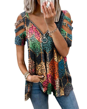 Womens Fashion Short Sleeve V-neck T Shirt 