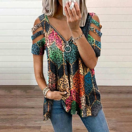 Womens Fashion Short Sleeve V-neck T Shirt 
