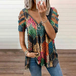 Womens Fashion Short Sleeve V-neck T Shirt 