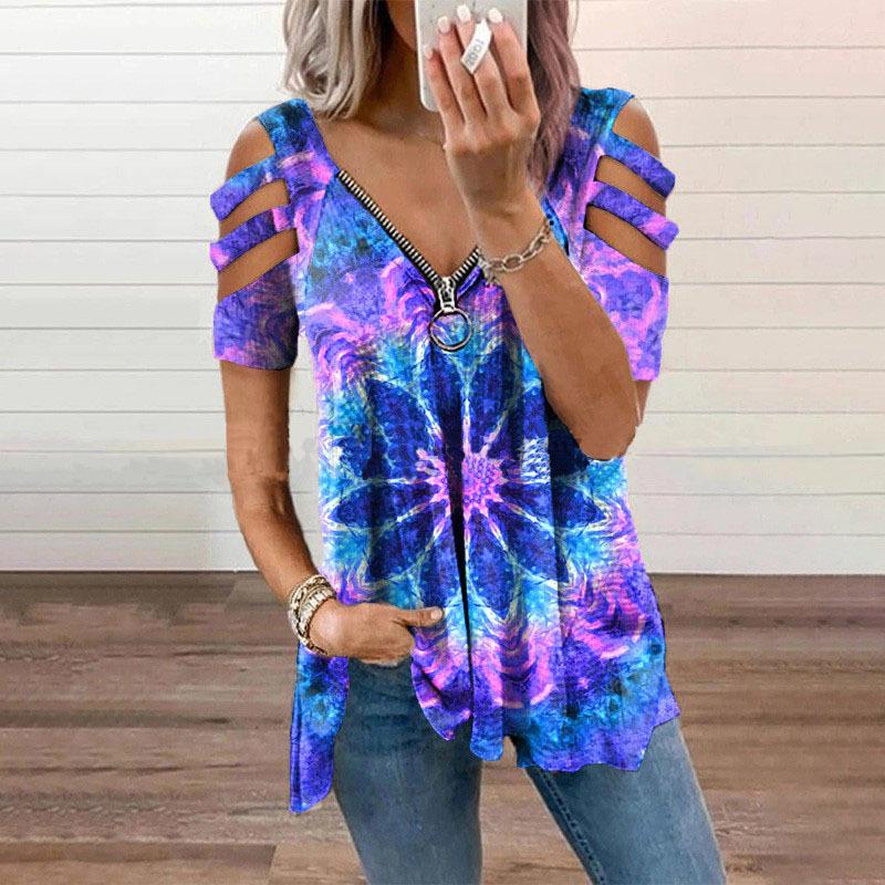 Womens Fashion Short Sleeve V-neck T Shirt 