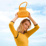 PETITE NAGA Macrame Vessel Basket Bag, in Sunshine Yellow