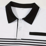 Mens Casual Stripe Short Sleeve Polo Shirt