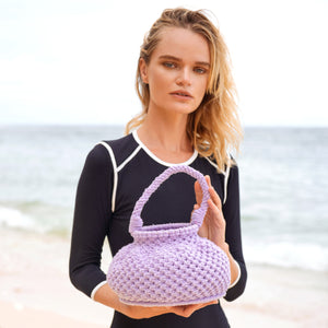 NAGA Macrame Vessel Basket Bag, in Periwinkle Purple