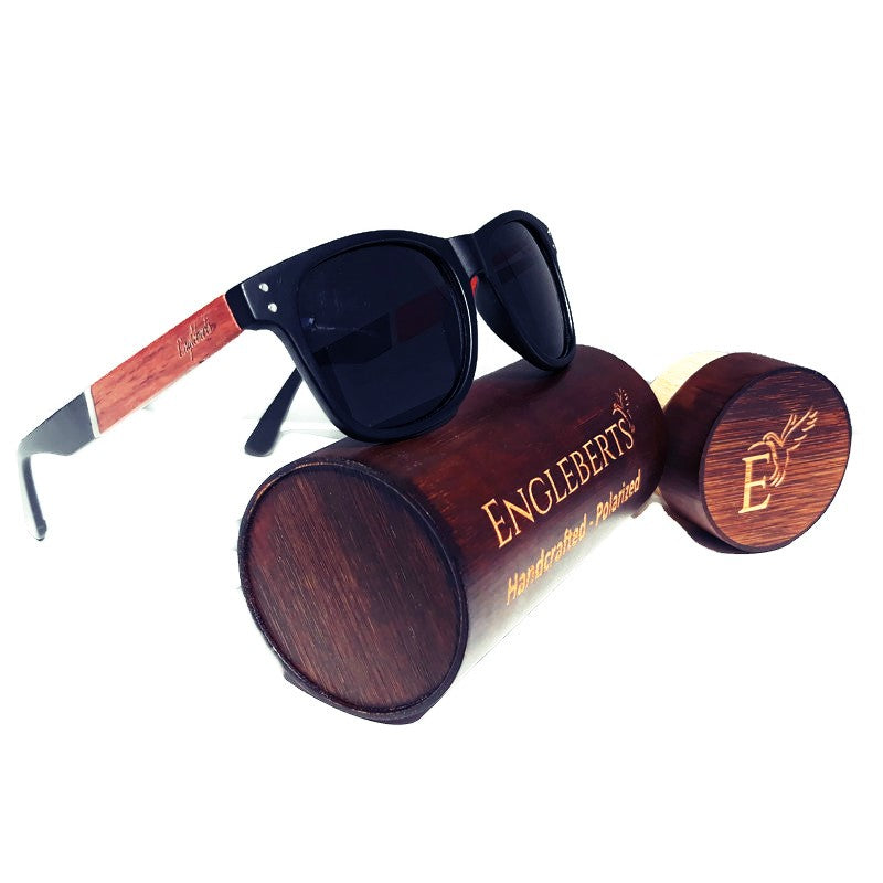 Cherry Wood and Acetate Polarized Sunglasses With Case