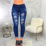 Beautiful High Waisted Skinny Destroyed Ripped Hole Denim Pants