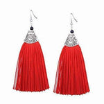 African Thread Tassel Drop Earrings - Red
