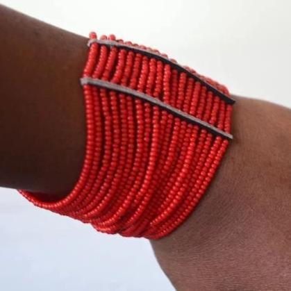 Maasai Beaded Cuff Spiral arm Bracelet,