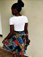 Vintage Batik Wrap Mini kitenge Skirt / African Round Skirt