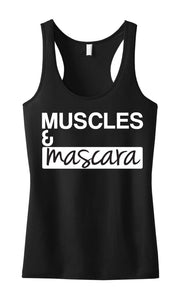 MUSCLES & MASCARA Workout Tank Black with White
