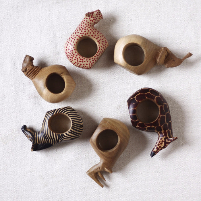 Set of African Napkin Rings, Wooden Napkin Rings