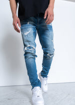 Konus Men's Rip and Repair Denim With Distress