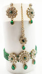 Trendy Alloy Necklace with Earring and Mangtika for Women
