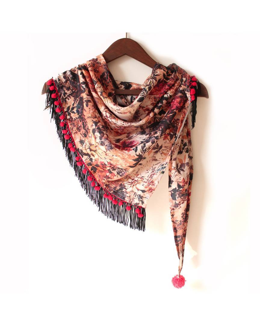 Vintage Red Black Triangle Scarf