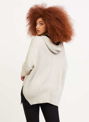 Beautiful Hooded Sweater with Contrast Side Trim