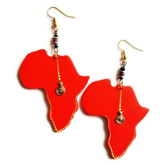 Lovely Map Wooden Earrings of Africa