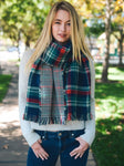 Navy Blue & Green Classic Blanket Scarf - Royal Crown