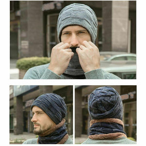 Winter Warm Beanie Hat And Scarf Kit Fashion Plush Skin-friendly SP