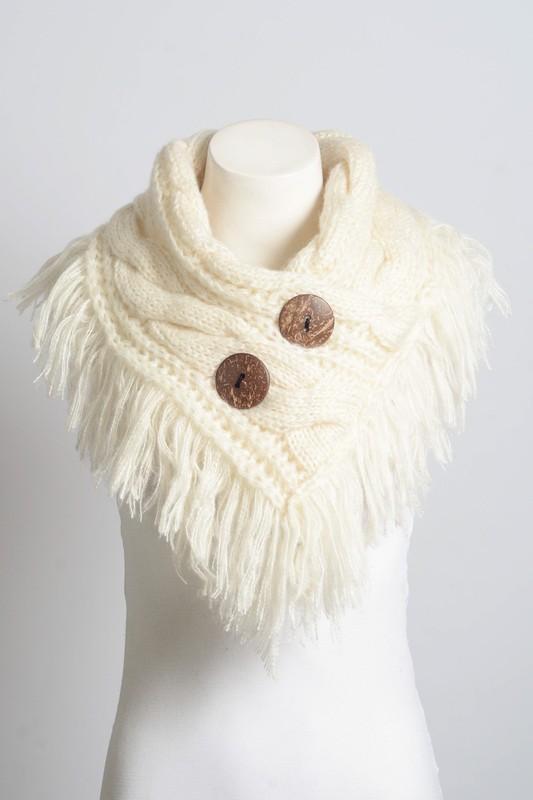 Ivory Infinity Scarf w/ Buttons