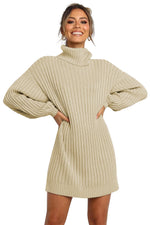Turtleneck Balloon Sleeve Sweater Dress